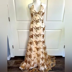 Kissprom Gold Sequin Dress Size 0 NWT!